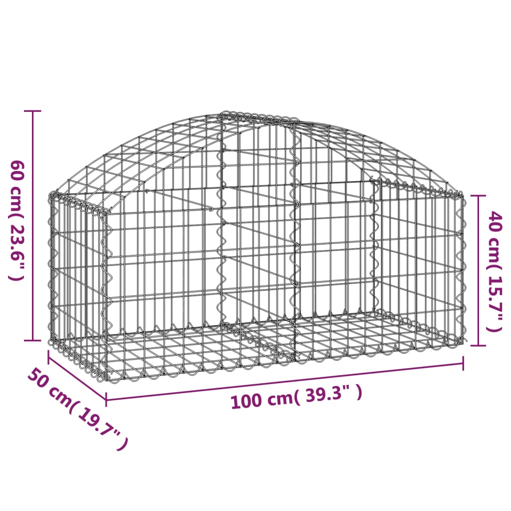 Gabion bågformad 100x50x40/60 cm galvaniserat järn