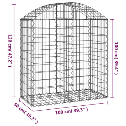 Gabion bågformad 100x50x100/120 cm galvaniserat järn