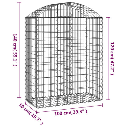 Gabion bågformad 100x50x120/140 cm galvaniserat järn
