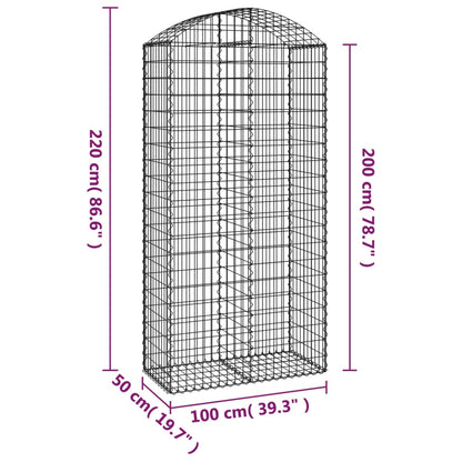Gabion bågformad 100x50x200/220 cm galvaniserat järn