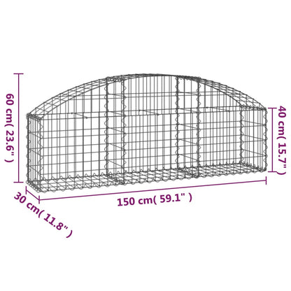 Gabion bågformad 150x30x40/60 cm galvaniserat järn
