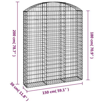 Gabion bågformad 150x30x180/200 cm galvaniserat järn