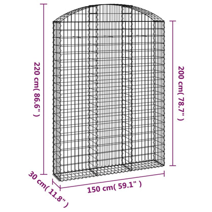 Gabion bågformad 150x30x200/220 cm galvaniserat järn