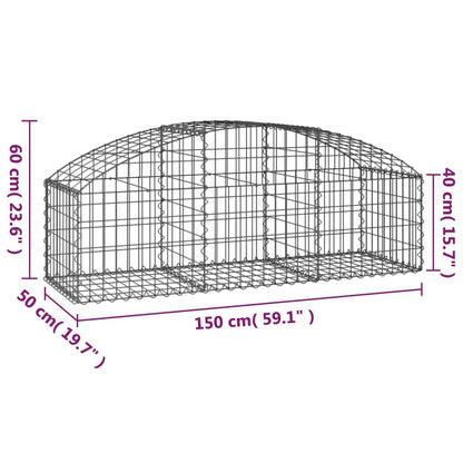 Gabion bågformad 150x50x40/60 cm galvaniserat järn