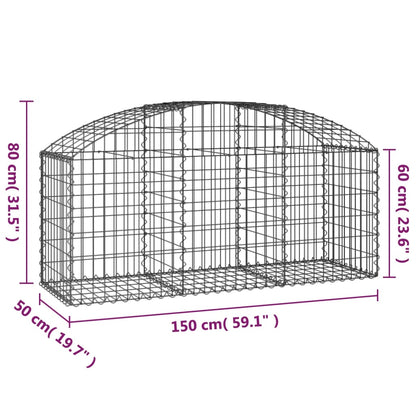 Gabion bågformad 150x50x60/80 cm galvaniserat järn