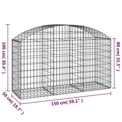 Gabion bågformad 150x50x80/100 cm galvaniserat järn