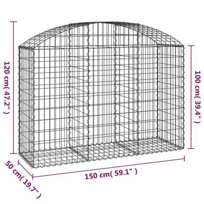 Gabion bågformad 150x50x100/120 cm galvaniserat järn