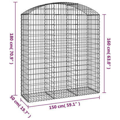 Gabion bågformad 150x50x160/180 cm galvaniserat järn