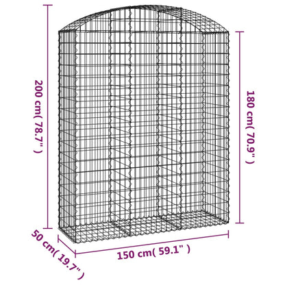 Gabion bågformad 150x50x180/200 cm galvaniserat järn