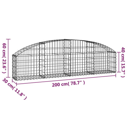 Gabion bågformad 200x30x40/60 cm galvaniserat järn