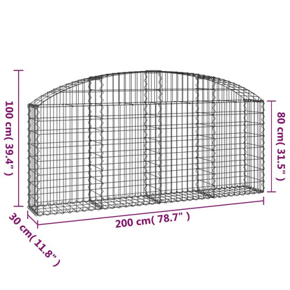 Gabion bågformad 200x30x80/100 cm galvaniserat järn
