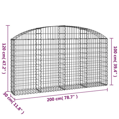 Gabion bågformad 200x30x100/120 cm galvaniserat järn