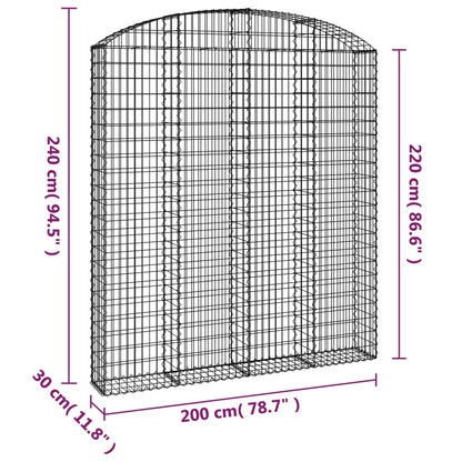 Gabion bågformad 200x30x220/240 cm galvaniserat järn