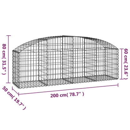 Gabion bågformad 200x50x60/80 cm galvaniserat järn