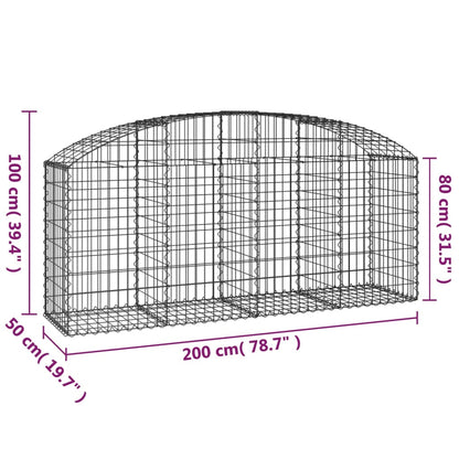 Gabion bågformad 200x50x80/100 cm galvaniserat järn