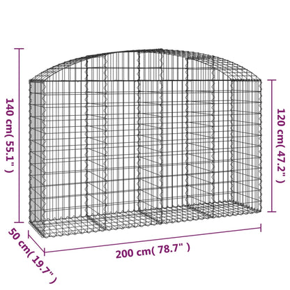 Gabion bågformad 200x50x120/140 cm galvaniserat järn