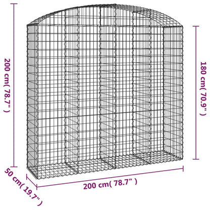 Gabion bågformad 200x50x180/200 cm galvaniserat järn