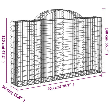 Gabion bågformad 200x30x120/140 cm galvaniserat järn