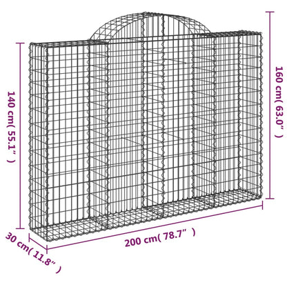 Gabion bågformad 200x30x140/160 cm galvaniserat järn