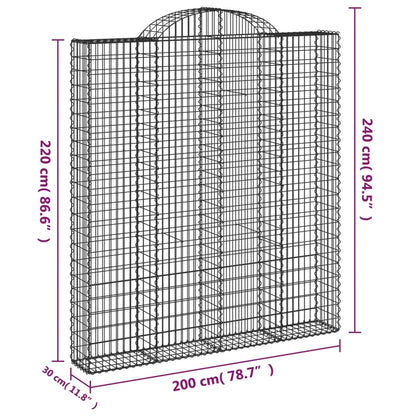 Gabion bågformad 200x30x220/240 cm galvaniserat järn