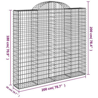 Gabion bågformad 200x50x180/200 cm galvaniserat järn