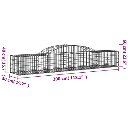 Gabion bågformad 300x50x40/60 cm galvaniserat järn