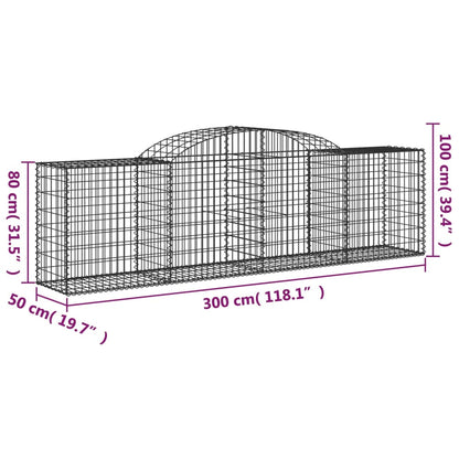 Gabion bågformad 300x50x80/100 cm galvaniserat järn