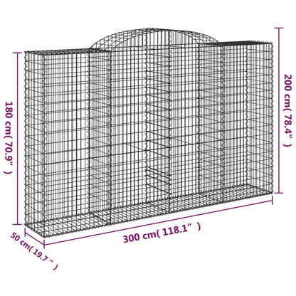 Gabion bågformad 300x50x180/200 cm galvaniserat järn