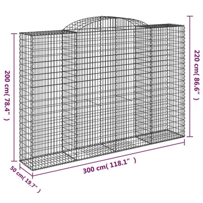 Gabion bågformad 300x50x200/220 cm galvaniserat järn