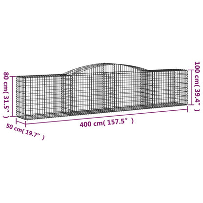 Gabion bågformad 400x50x80/100 cm galvaniserat järn