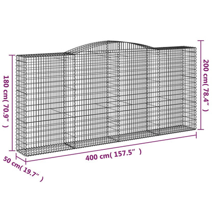 Gabion bågformad 400x50x180/200 cm galvaniserat järn