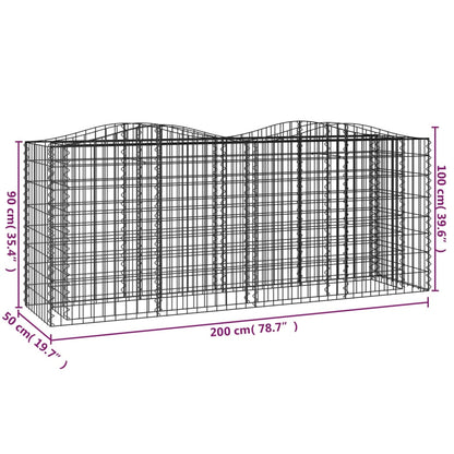 Gabion bågformad 200x50x100 cm galvaniserat järn