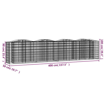 Gabion bågformad 400x50x100 cm galvaniserat järn