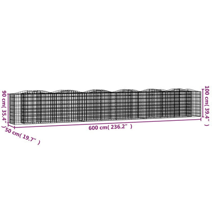 Upphöjd planteringsgabion 600x50x100 cm galvaniserat järn