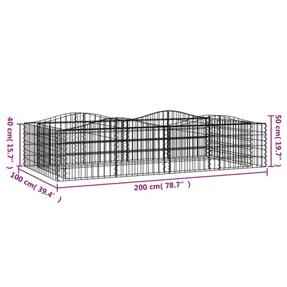 Upphöjd planteringsgabion 200x100x50 cm galvaniserat järn