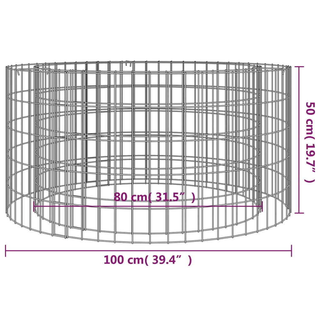 Gabion för eldstad Ø 100 cm galvaniserat järn