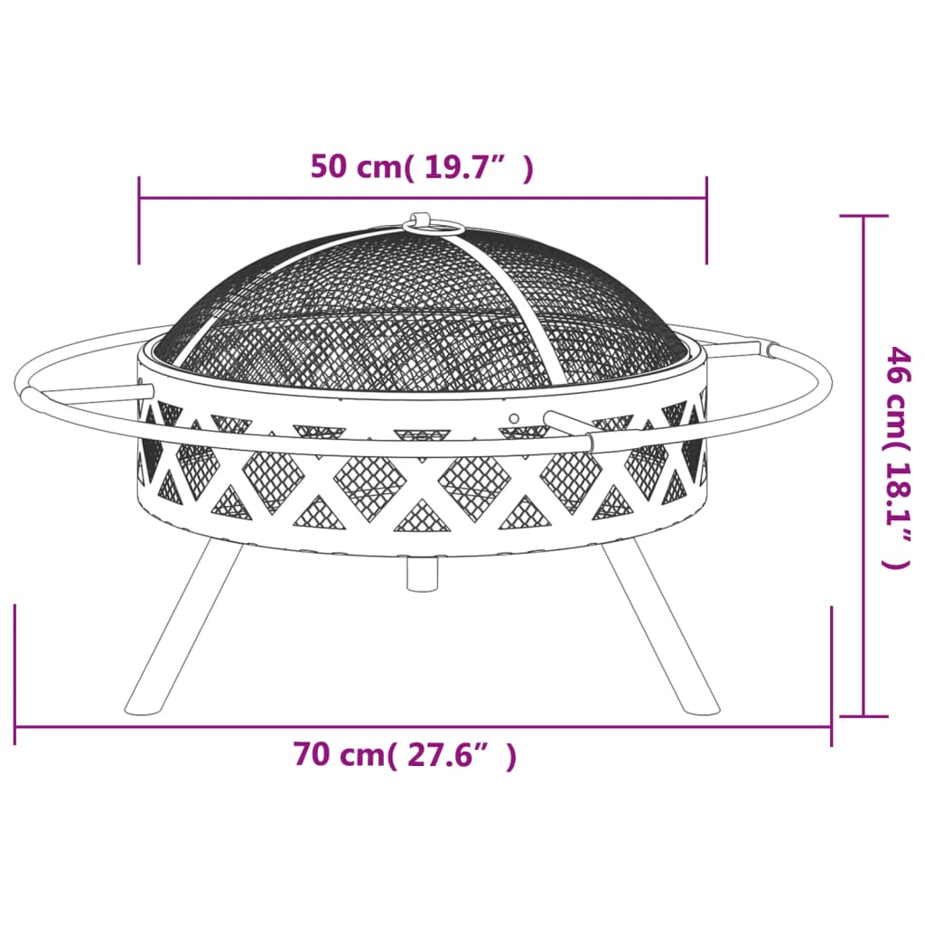 Eldstad med eldgaffel 70 cm XXL stål