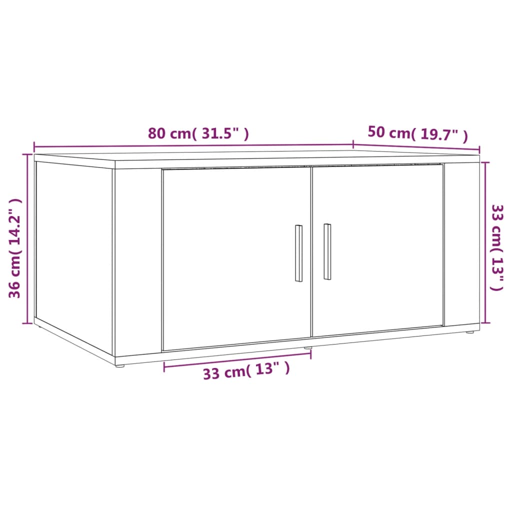 Soffbord brun ek 80x50x36 cm konstruerat trä