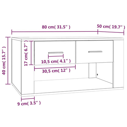 Soffbord rökfärgad ek 80x50x40 cm konstruerat trä