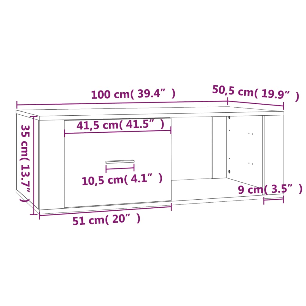 Soffbord vit 100x50,5x35 cm konstruerat trä