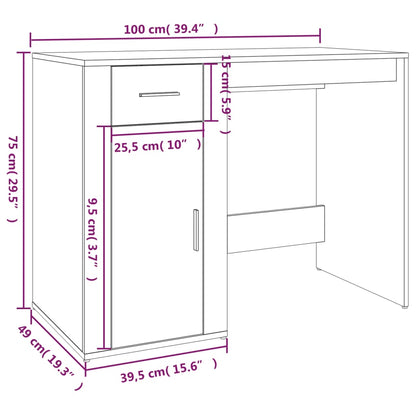 Skrivbord sonoma-ek 100x49x75 cm konstruerat trä