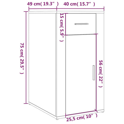 Skrivbordskåp vit 40x49x75 cm konstruerat trä