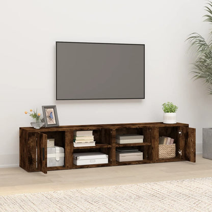 Tv-bänk 2 st rökfärgad ek 80x31,5x36 cm konstruerat trä