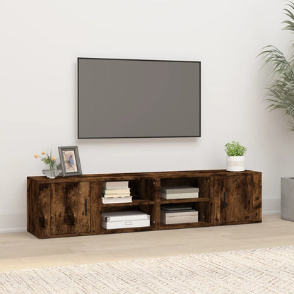 Tv-bänk 2 st rökfärgad ek 80x31,5x36 cm konstruerat trä