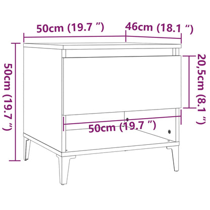 Sidobord 2 st svart 50x46x50 cm konstruerat trä