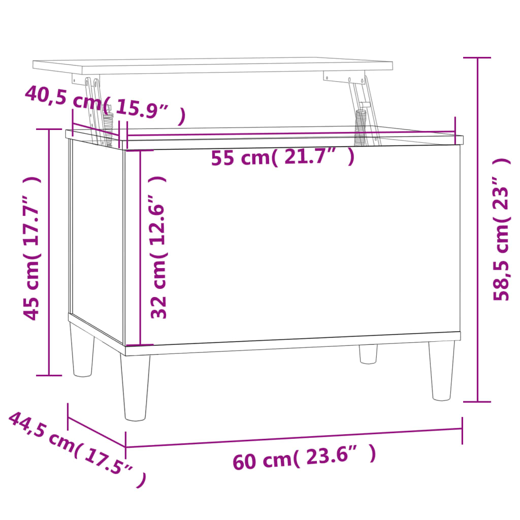 Soffbord svart 60x44,5x45 cm konstruerat trä