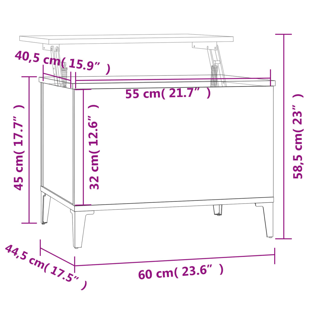 Soffbord svart 60x44,5x45 cm konstruerat trä