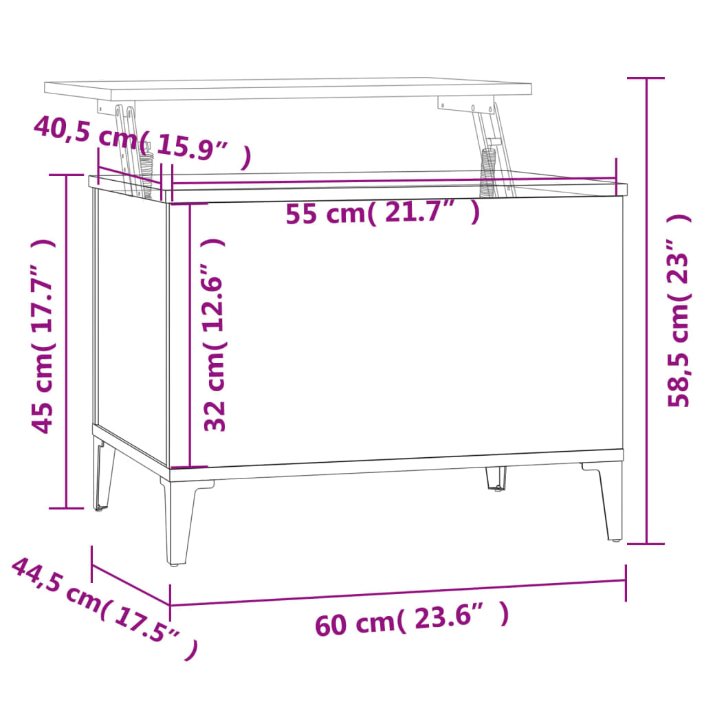 Soffbord vit högglans 60x44,5x45 cm konstruerat trä