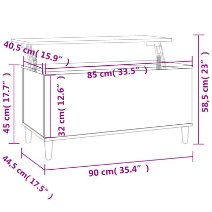 Soffbord vit 90x44,5x45 cm konstruerat trä