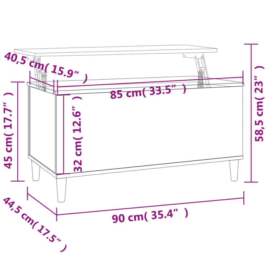 Soffbord vit högglans 90x44,5x45 cm konstruerat trä